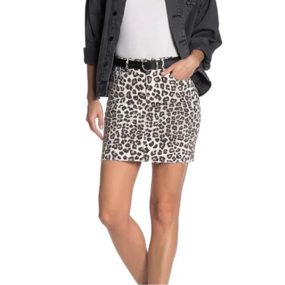 Good American Black and White Animal Print Mini Skirt